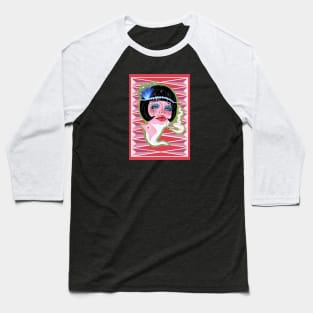 Psychedelic Art Deco Digital Portrait Baseball T-Shirt